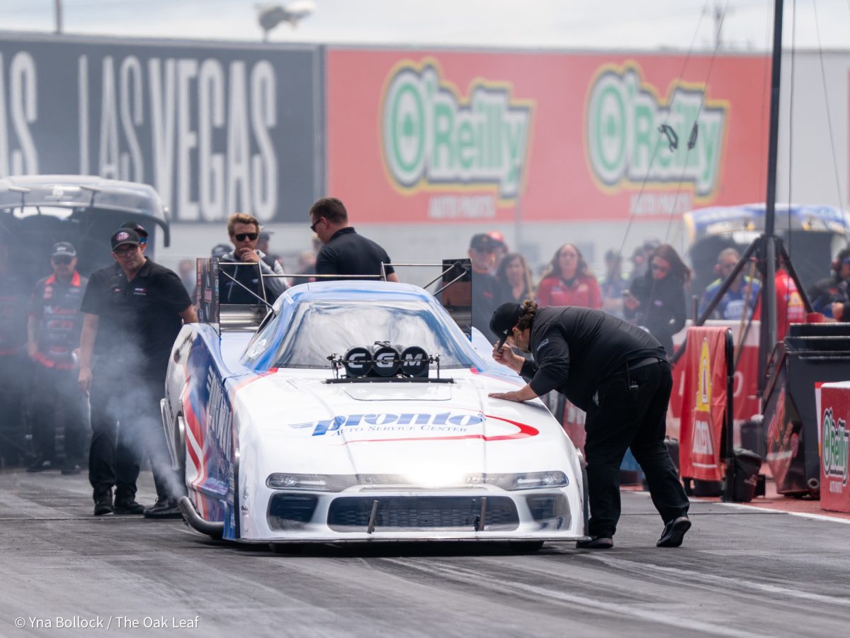 Funny Car driver Blake Alexander gets a nod to confirm he is ready for his Q3 run on day two of the DENSO NHRA Sonoma Nationals on Saturday, July 26, 2025 in Sonoma. 