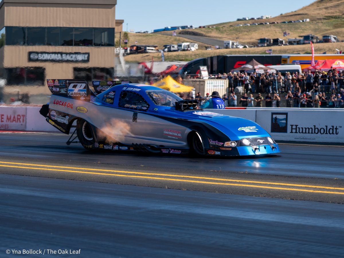 Funny Car driver Jason Rupert races in Q4 on day two of the DENSO NHRA Sonoma Nationals on Saturday, July 26, 2025 in Sonoma. 