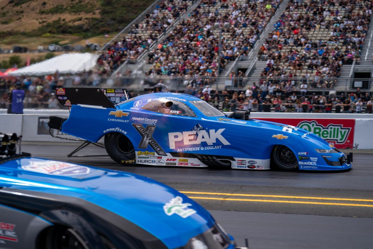 Funny Car driver “Fast Jack” Beckman beats out Jason Rupert during the third round of qualifying at the DENSO NHRA Sonoma Nationals on Saturday, July 26, 2025 in Sonoma. 