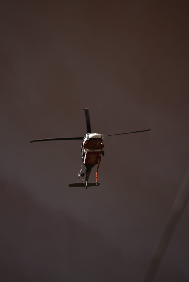 CAL FIRE helicopters drop water on the fast growing Pickett Fire on Thursday, Aug. 21, 2025 in Calistoga, Calif.