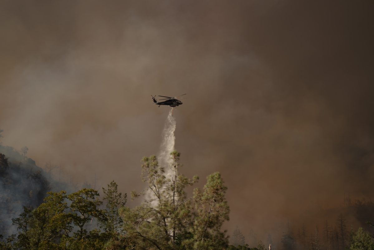 Cal Fire helicopters drop water on the fast growing Pickett Fire on Thursday, Aug. 21, 2025 in Calistoga, Calif.