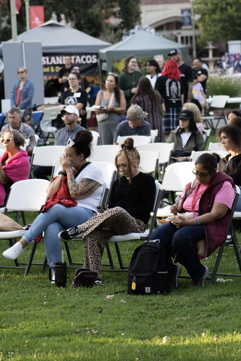 Save the Youth attendees held back tears as they heard Tracy Emerson speak about her son’s overdose death with words of a “broken, shattered mom” on the lawn outside SRJC’s Burbank Auditorium.