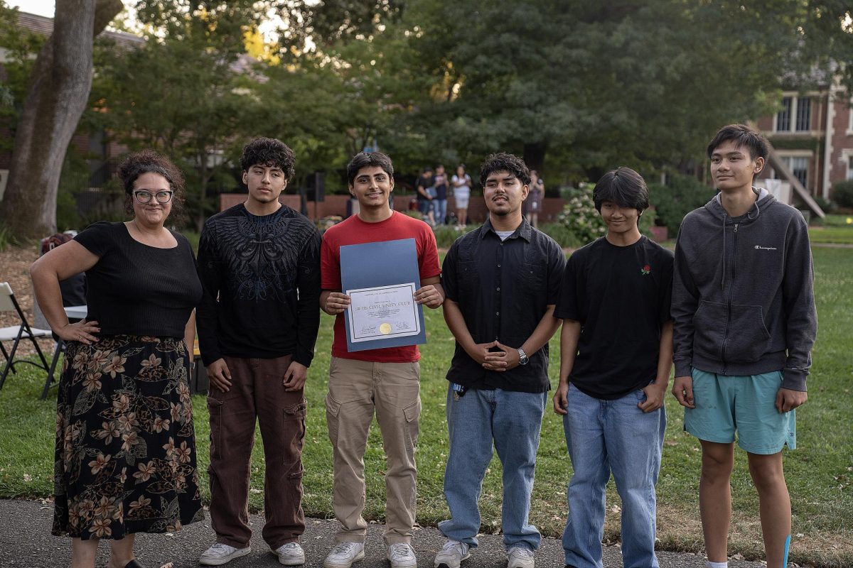 After multiple student overdose deaths in 2024, Santa Rosa High School students took action and formed the Santa Rosa High School Civil Unity group to foster community engagement in hopes to prevent more tragedies. (From left to right: Justine Mendoza, club advisor, Alejandro Jarquin, vice president, Enjal Parajuli, president, Antonio Rivera, vice president, Phelan Nguyen, secretary, William Do, club member)