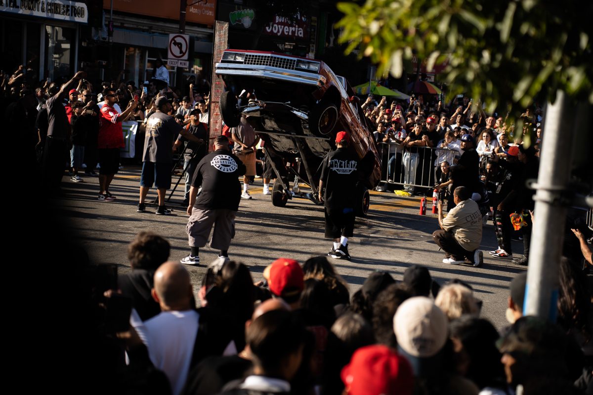 Car parts flying and bumpers smashing as hydraulic wizards push their lowriders over the limit to compete in the Thrill of the Hop competition, during the King of the Streets lowrider parade on 24th and Mission streets in San Francisco on Saturday, Sept. 20, 2025.