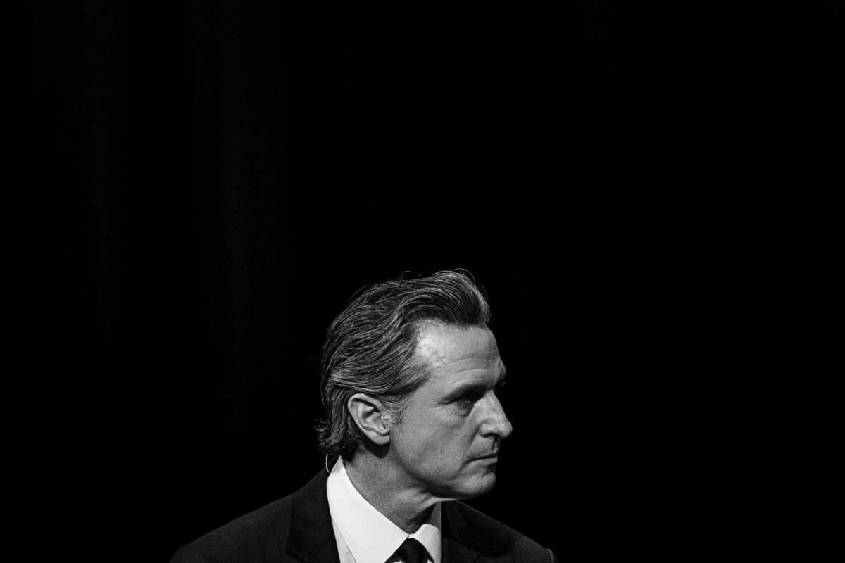 Gov. Gavin Newsom takes part in a Gubernatorial debate at KQED headquarters on Oct. 23, 2022.