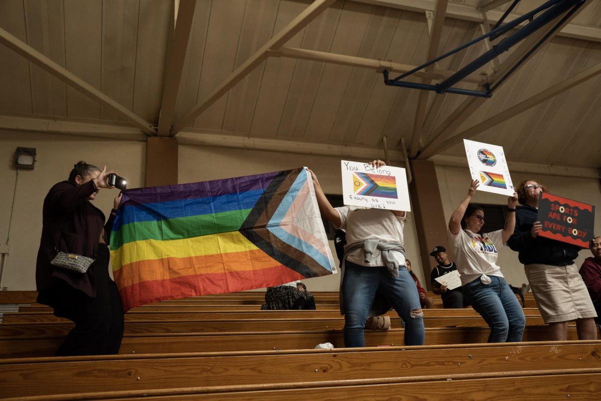 Trans allies blanketed the SRJC women’s volleyball game with positive vibes in opposition to anti-trans sentiment, following a Title IX complaint three teammates made on a trans player, on Wednesday, Oct. 8 in Haehl Pavilion.   
