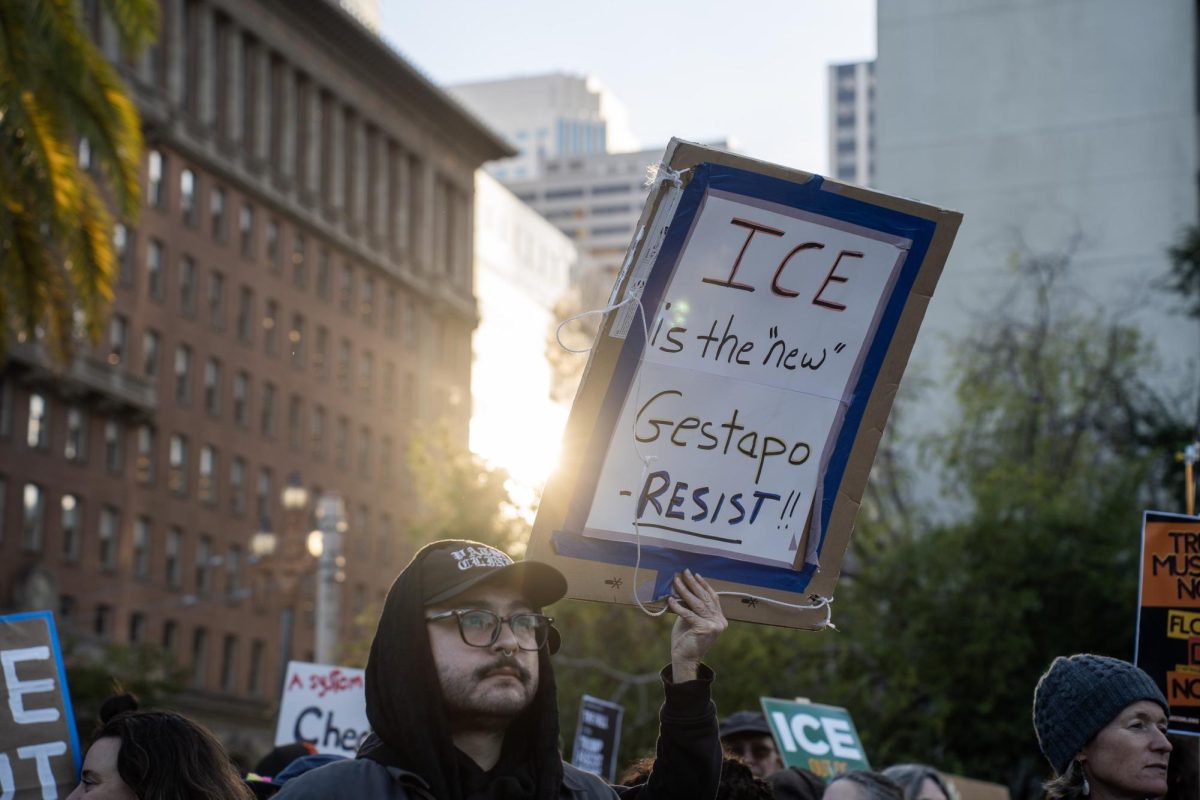 Protestors feel that the Trump administration's escalation of ICE deportations is an abuse of power on Thursday, Oct. 23 in San Francisco, Calif. 
