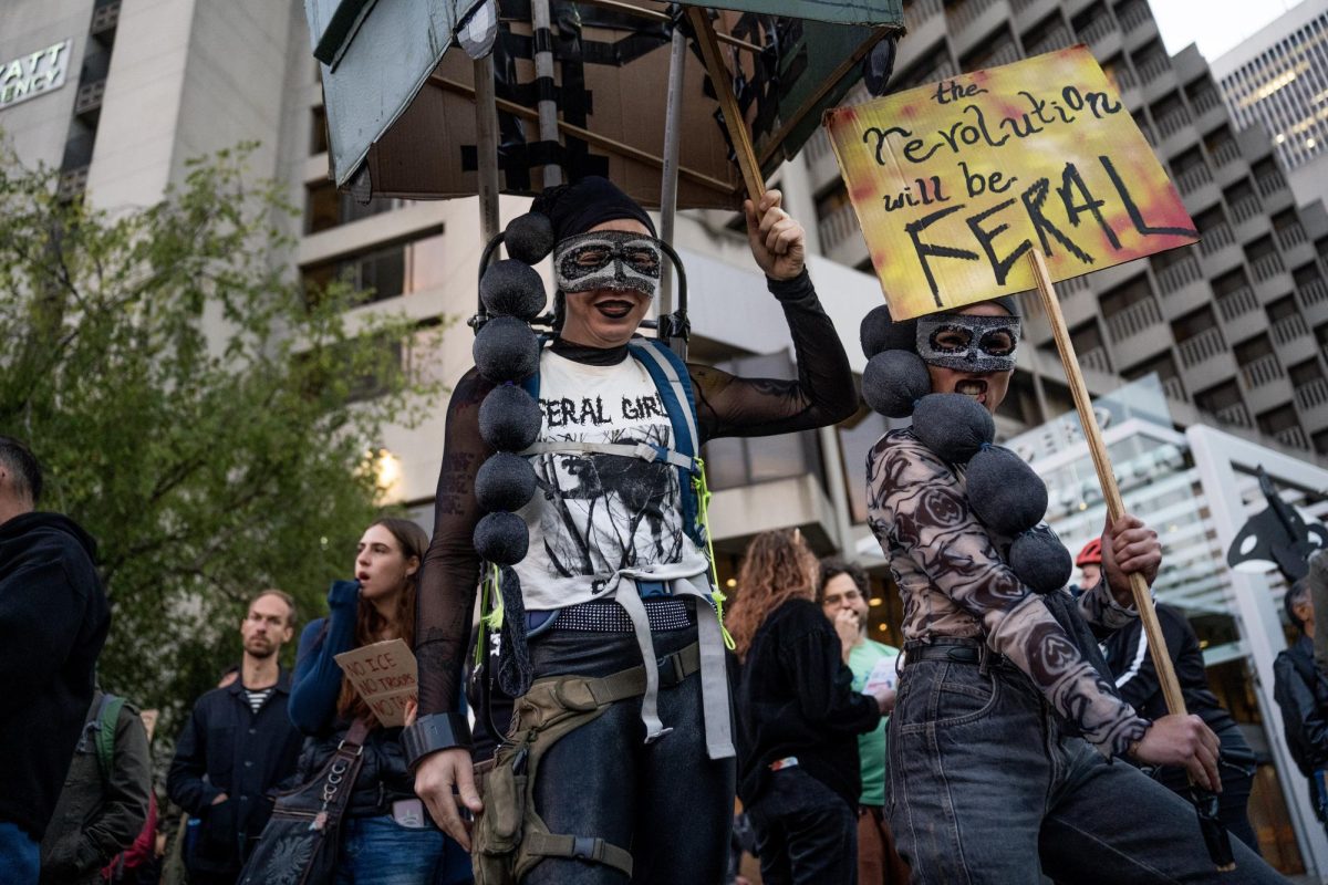 Demonstrators go “feral” at a protest against Donald Trump’s threat to send federal troops to San Francisco on Thursday, Oct. 23 in San Francisco, Calif. 
