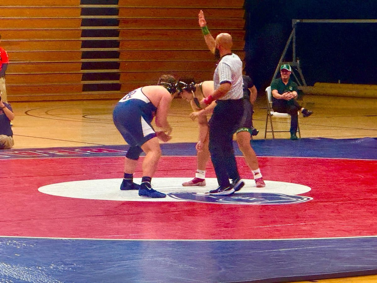 Bear Cubs Asher Nischke prepares to face a Shasta College wrestler in Haehl Pavilion at Santa Rosa Junior College Oct. 22, 2025.