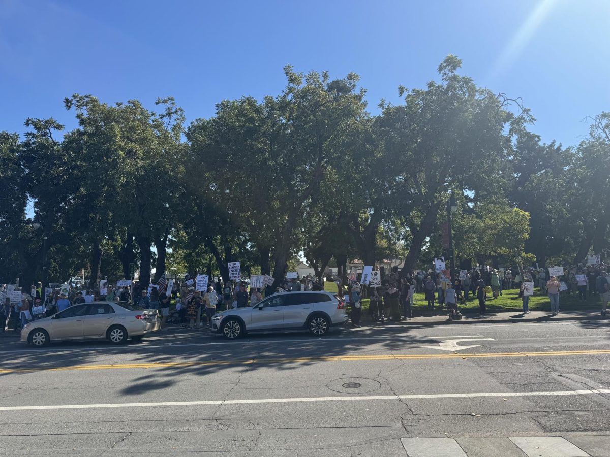 Hundreds of protestors get ready to march in Walnut Park on No Kings day Oct. 18.