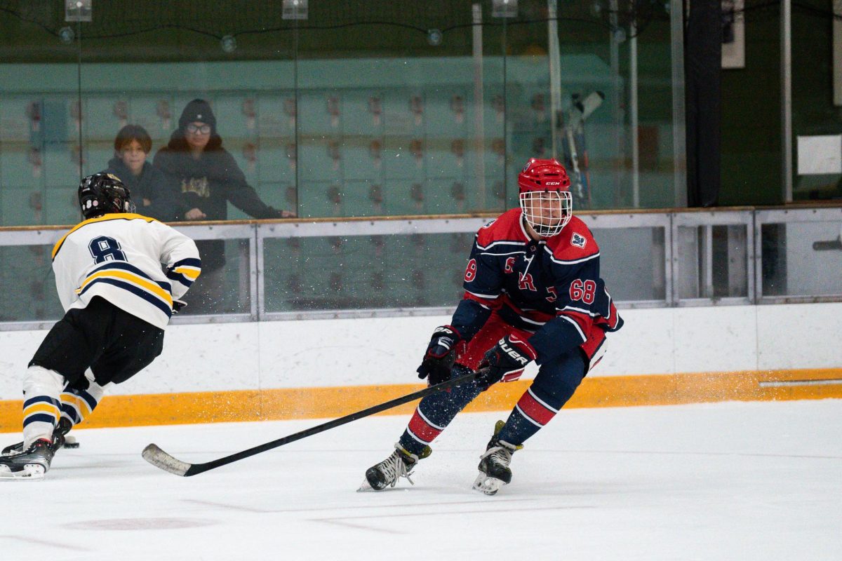 Polar Bears center Adam Berry charges forward during their match against UC Santa Cruz Saturday, Oct. 11, at Snoopy's Home Ice.