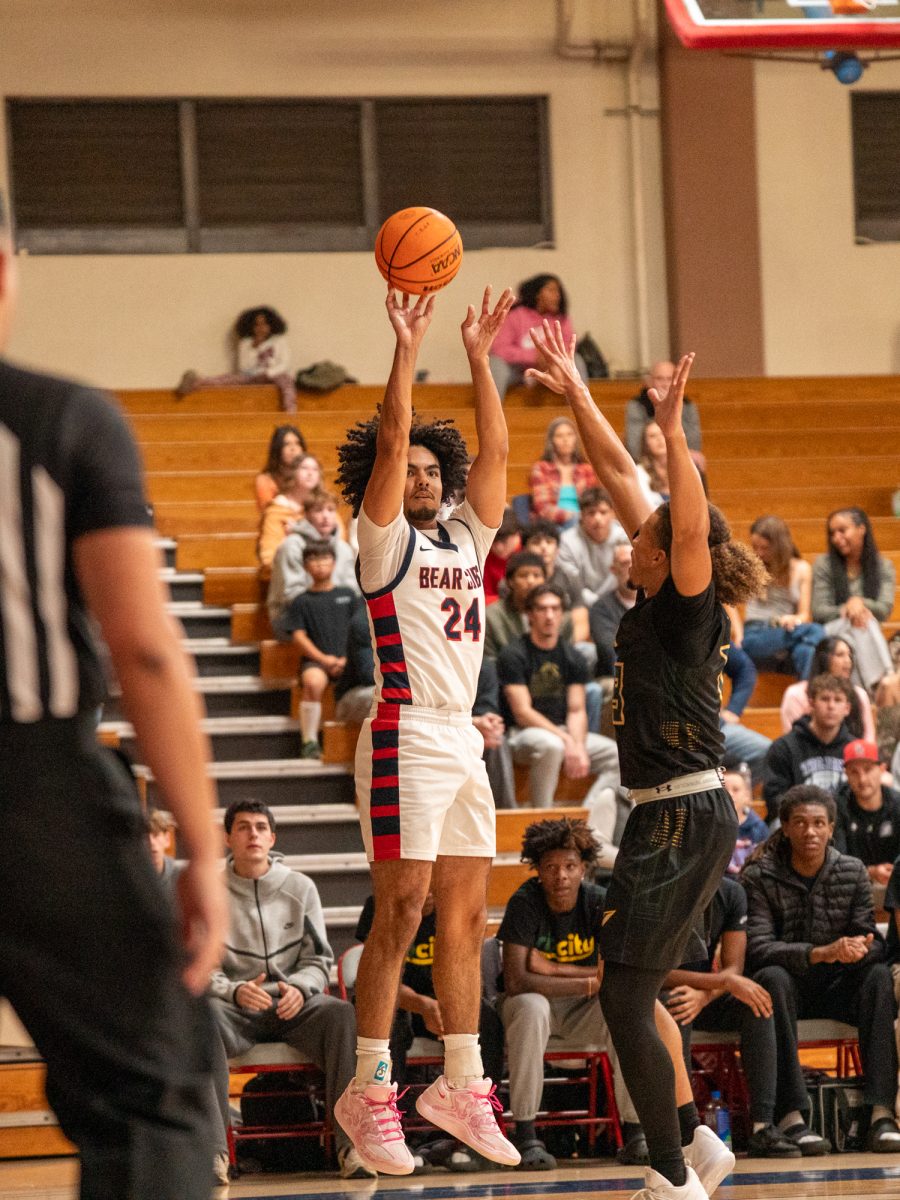 Sophomore forward Vincent Jackson goes up for three against Napa Valley College on Tuesday, Nov. 11 at home.