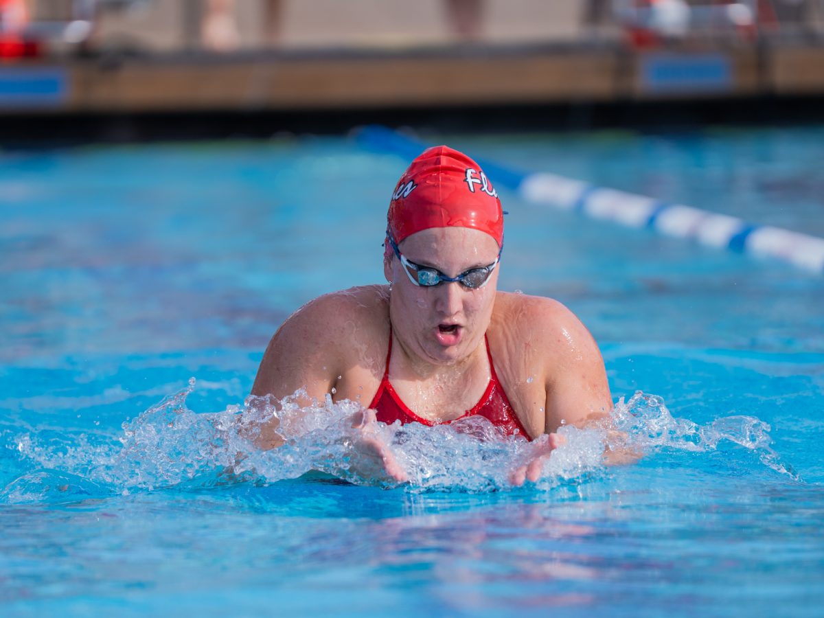 SRJC freshman DJ Mancuso competes in the IM during the Red vs Blue intersquad scrimmage on Friday, Jan. 30 at home.
