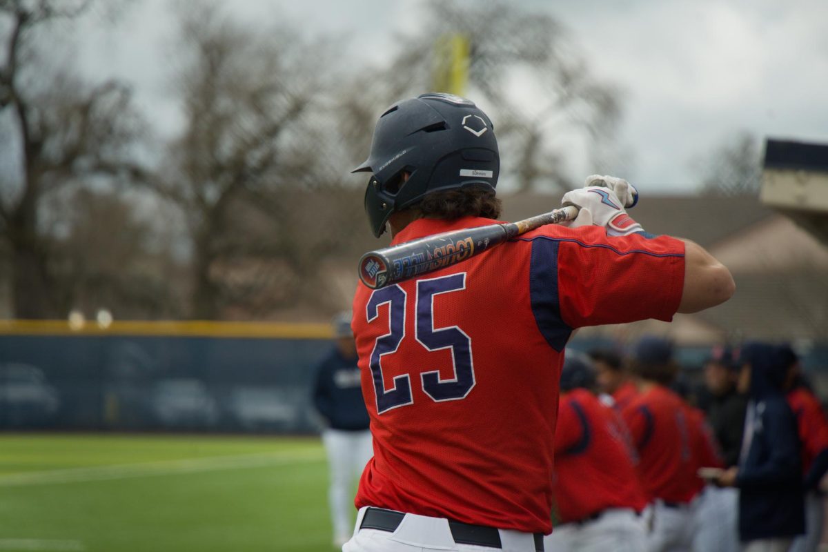 Bear Cubs first baseman J.T. Summers tallied five hits against College of Marin on Saturday, Feb. 14 at home. (Oliver Kindt / For The Oak Leaf)