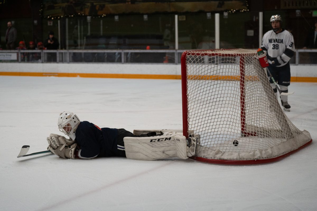Polar Bears goalie Joshua Purpura hangs his head after a failed save Friday, Feb. 6 at Snoopy's Home Ice.