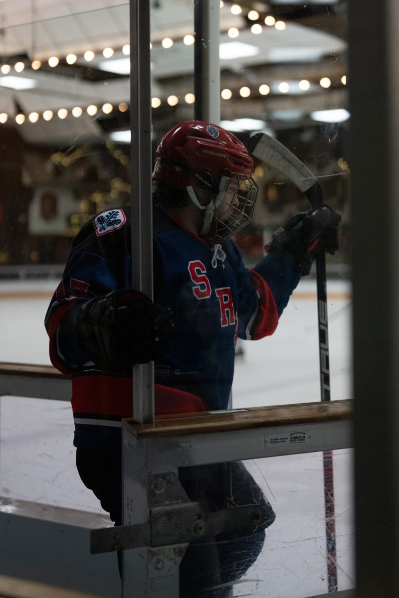 Polar Bear winger Diego Delgado-Olson returns to the ice after incurring a penalty for fighting Saturday, Feb. 7 at Snoopy's Home Ice.