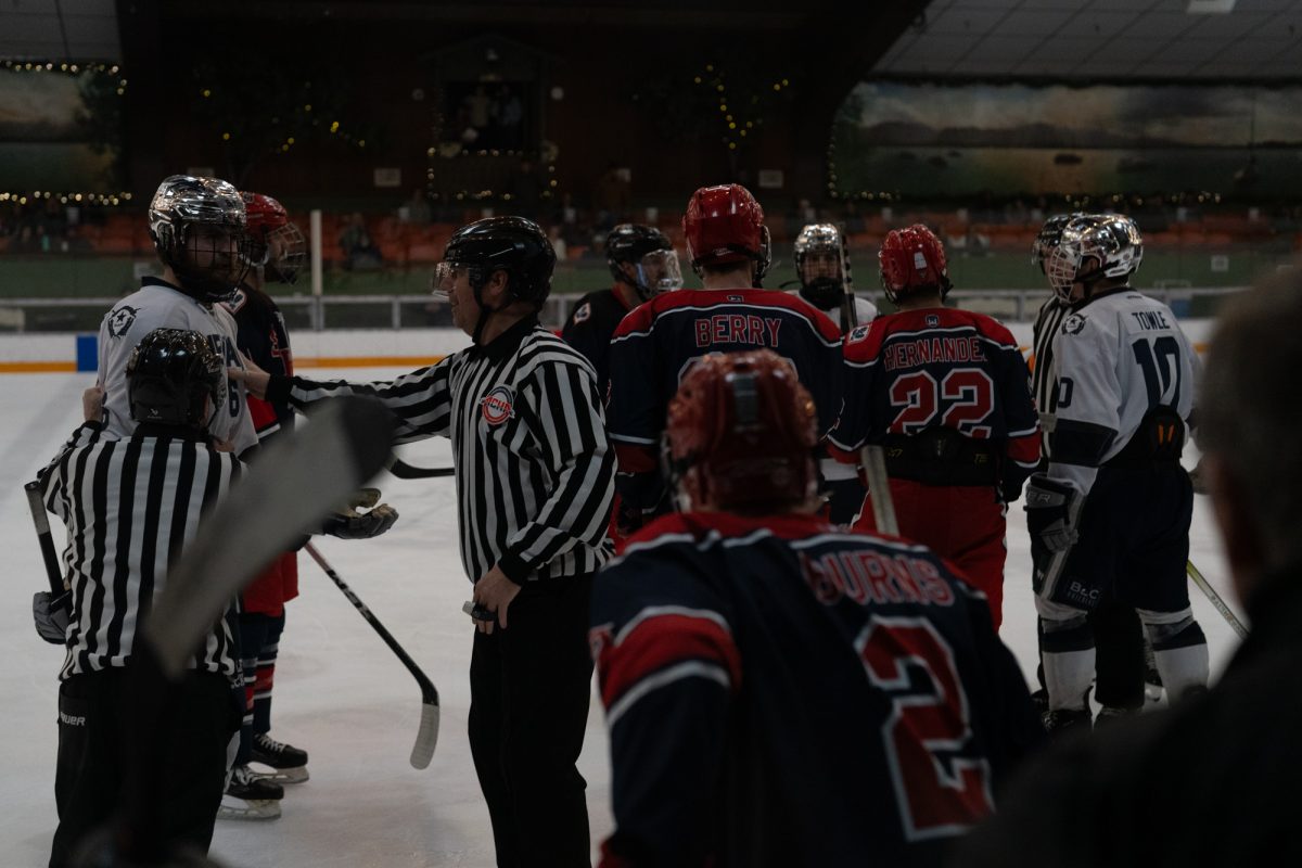 Tensions come to a head in the last five minutes of the game as Polar Bears and Wolves bicker over referee calls Saturday, Feb. 7 at Snoopy's Home Ice.