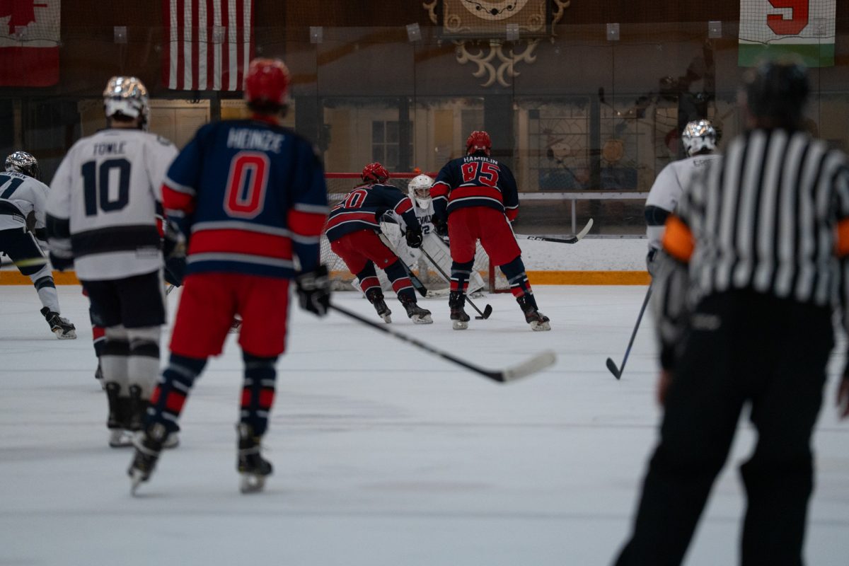 Santa Rosa center and defenseman Kai Krombolz prepares a shot on Reno's goal Saturday, Feb. 7 at Snoopy's Home Ice.