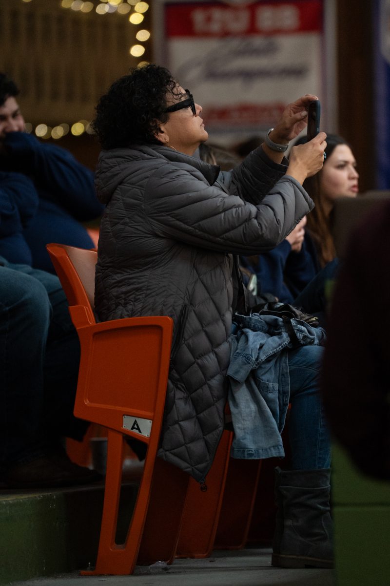 SRJC President Dr. Angélica Garcia shows her support for the Polar Bears Saturday, Feb. 7 at Snoopy's Home Ice.