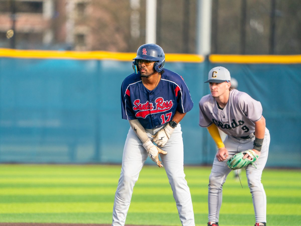 Sophomore Anane Wilson patiently waits at second base and watches for a live ball in the game against Chabot on Friday, Feb. 13 at home.