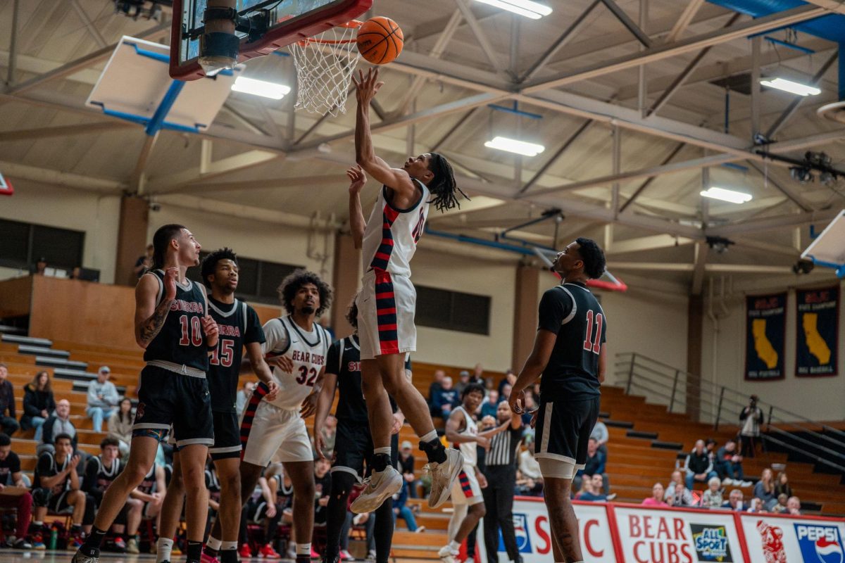 Bear Cubs sophomore guard Amari Gray tries to slip in a layup against Sierra Feb. 10 at Haehl Pavilion.