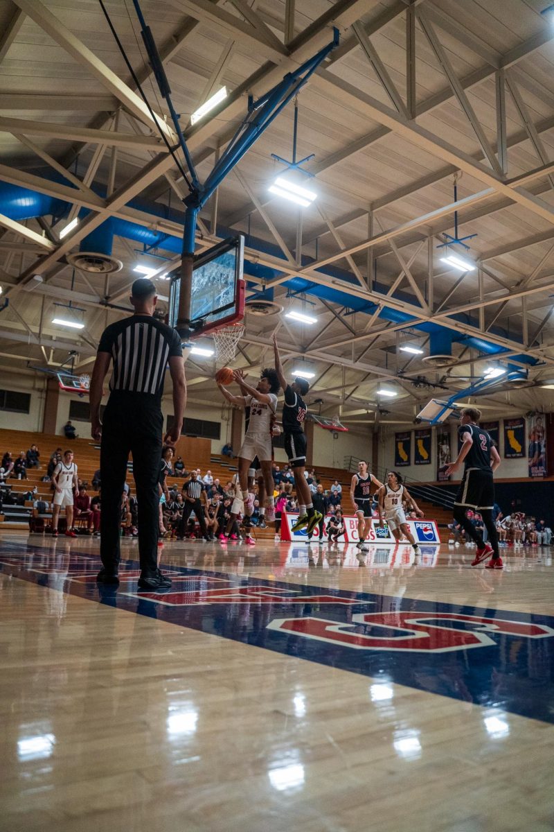 Bear Cubs sophomore forward Vincent Jackson goes for a layup against Sierra Feb. 10 at Haehl Pavilion.