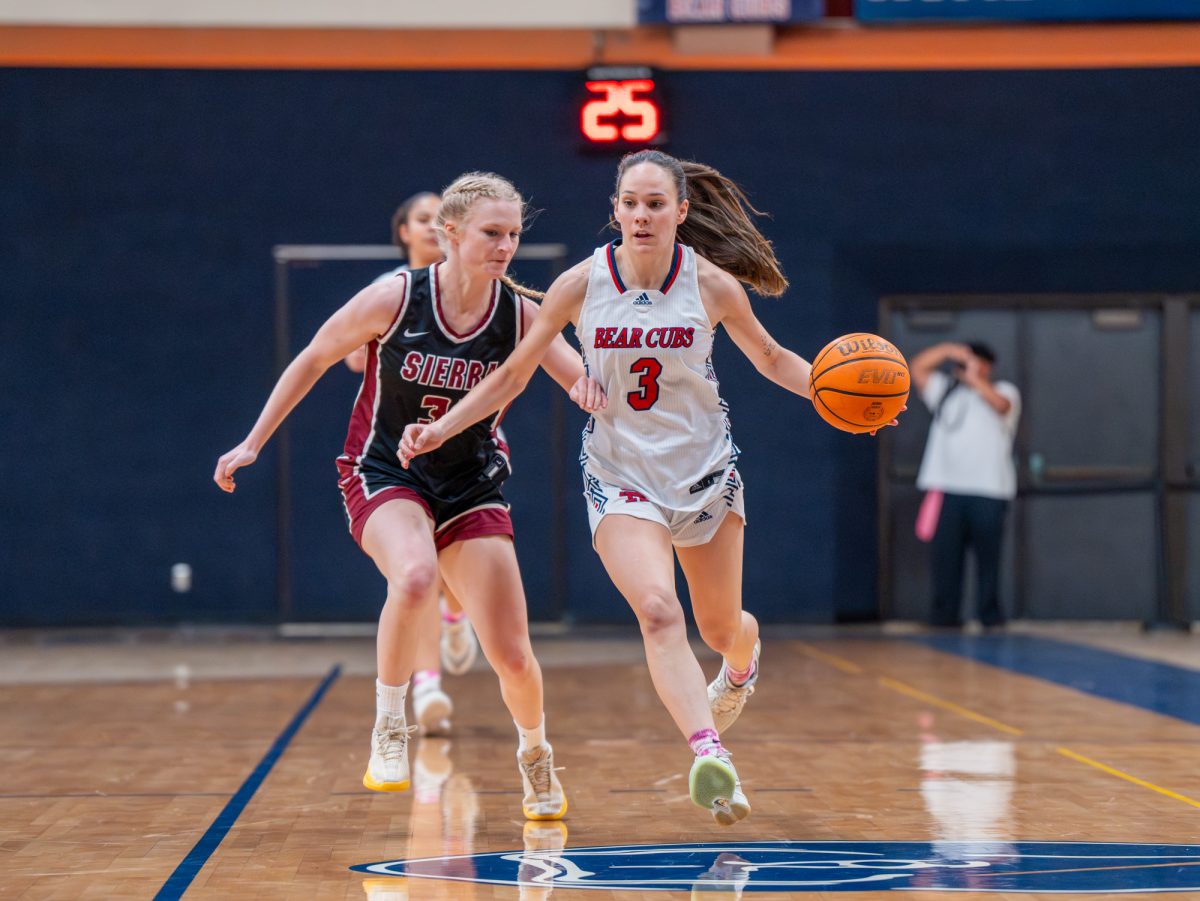 Bear Cubs guard Abigail Tacla takes the ball down the court against Sierra on Tuesday, Feb. 10 in Haehl Pavilion.