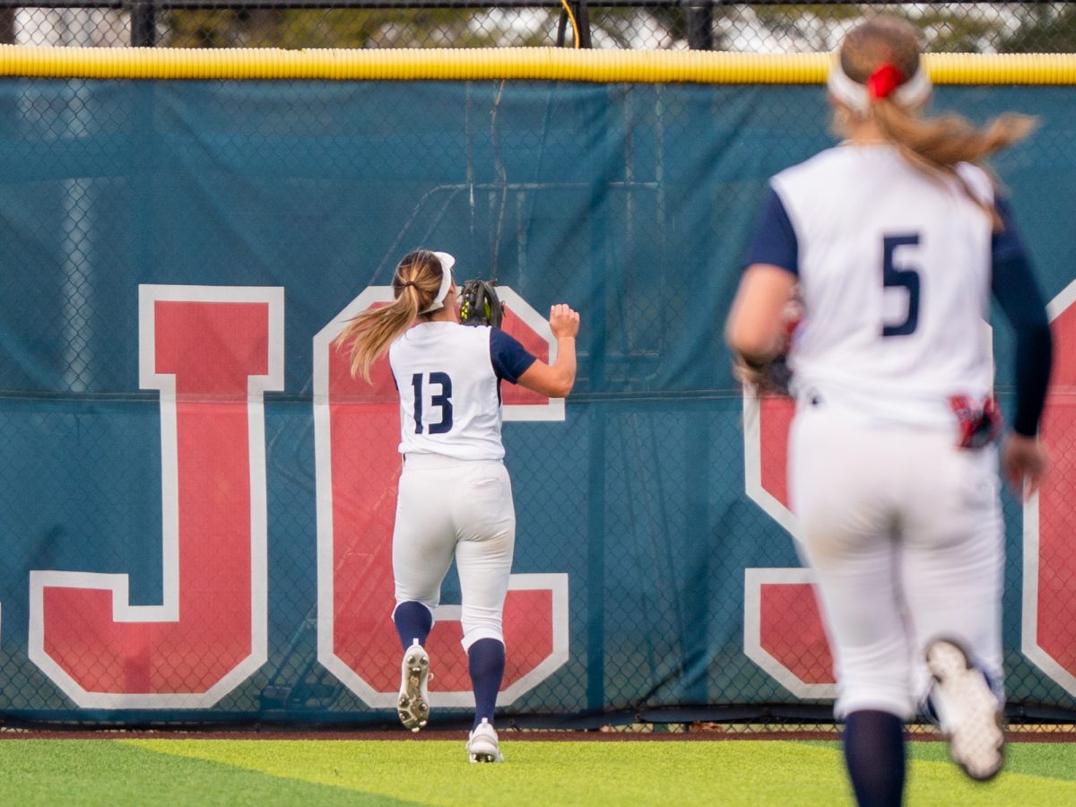 Santa Rosa center fielder Emma Wallace makes a catch at center against Yuba College at Marv Mayes Field on Feb. 3, 2026.