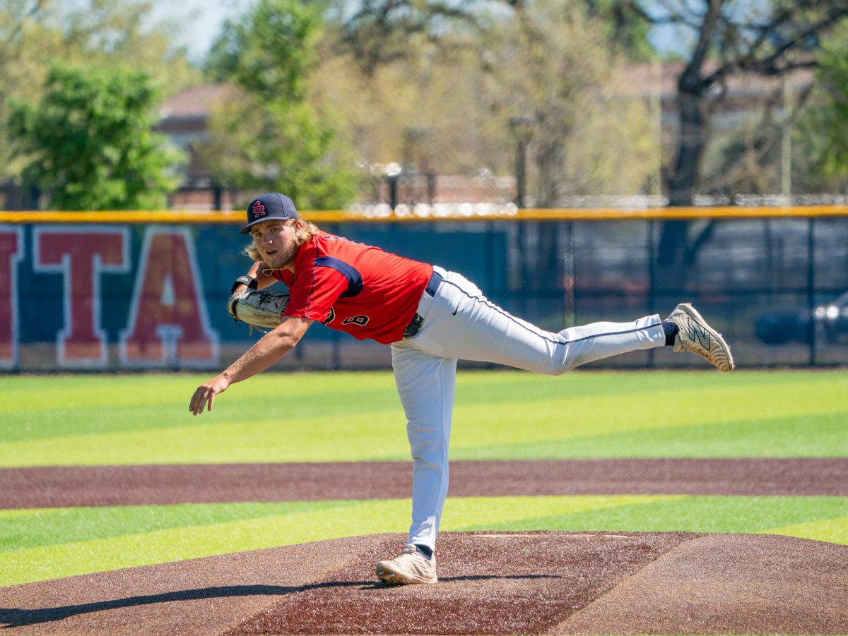 Pitcher Myles Standish against American River College at home on Thursday, March 19, 2026.