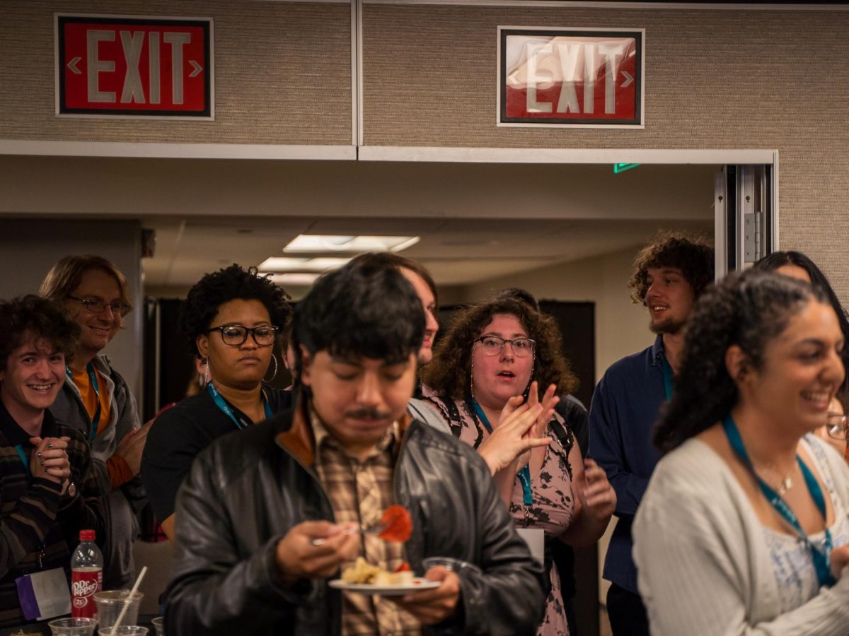Arts & Entertainment editor Natalie Emanuele finds out she placed second in the on-the-spot Editorial Cartoon contest at the 2026 Associated Collegiate Press Spring National College Media Conference in San Francisco Saturday, March 7, 2026.