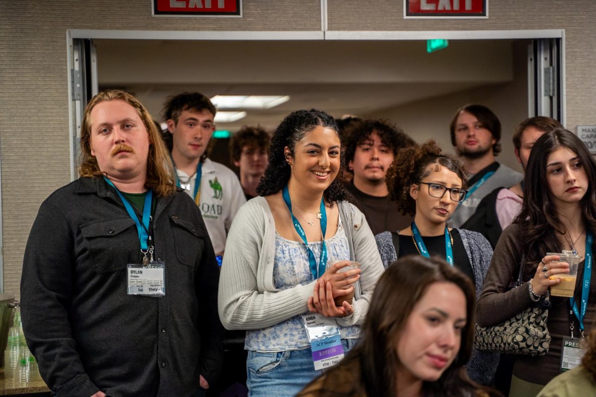 News editor Kinda Hamami enjoys some refreshments during the awards ceremony at the 2026 Associated Collegiate Press Spring National College Media Conference in San Francisco, Calif. Saturday, March 7, 2026. 