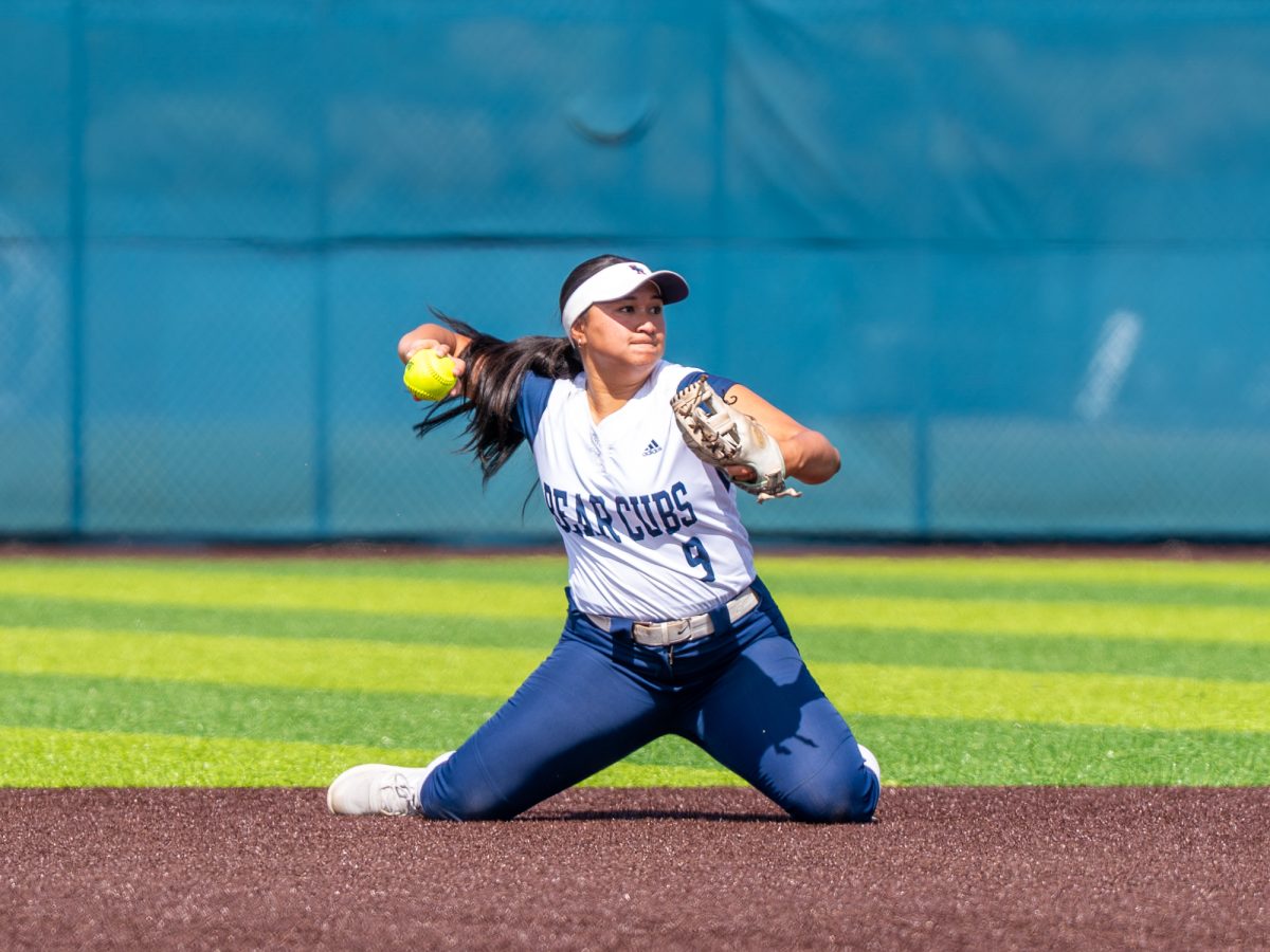 Sophomore second baseman Ninu Elisara snags a grounder to second and winds back to hurl the ball towards first for the out in the first game against Folsom Lake College at home on Saturday, March 28, 2026.