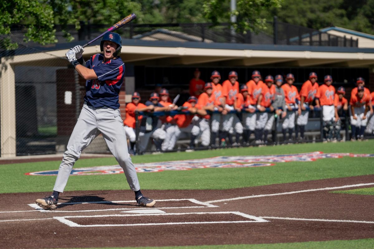 Bear Cubs infielder Brett Neidlinger shrieks in joy after a hit by pitch during a one run game against College of the Sequoias at Cook Sypher Field, Thursday, April 2, 2026.