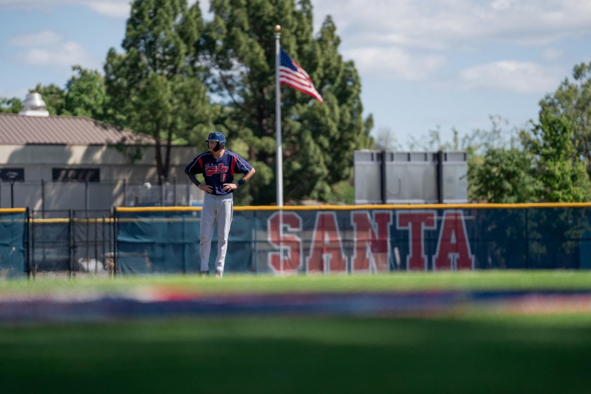 Bear Cubs infielder Brett Neidlinger takes second base against College of the Sequoias at Cook Sypher Field, Thursday, April 2, 2026.