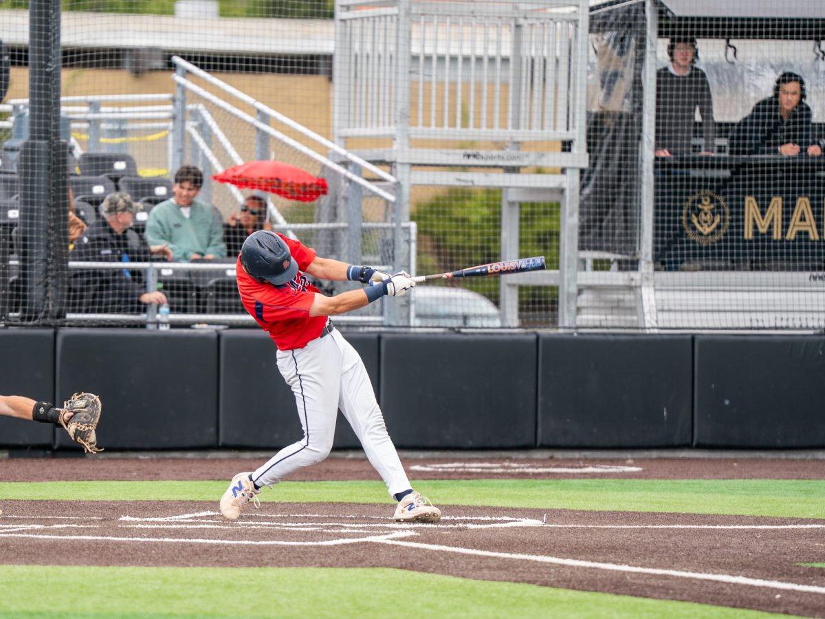 First baseman J.T. Summers bombs a hanging slider to center field for another three-run home run the bottom of the second against College of Marin on Sunday, May 3, 2026.