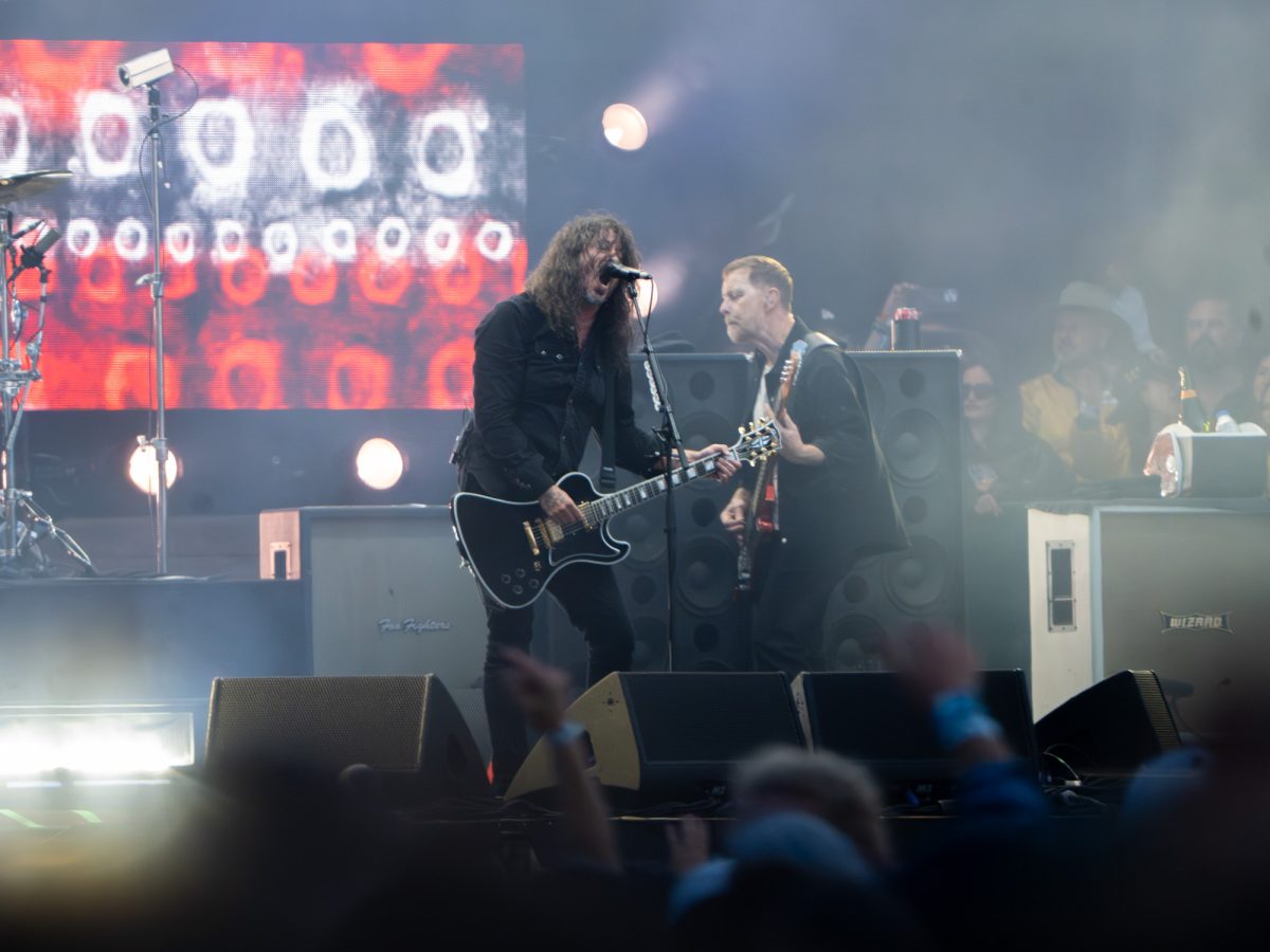 Dave Grohl of the Foo Fighters sings into his mic on the Prudential Stage in Napa at BottleRock Napa Valley on Saturday, May 23, 2026.