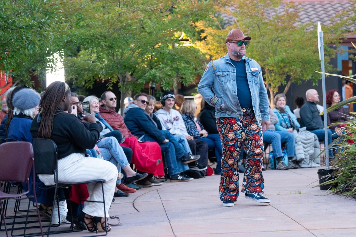 SRJC students worked tirelessly to fully produce the at the Equinox fashion show, held on April 30 at SRJC Petaluma’s Clocktower Plaza.  