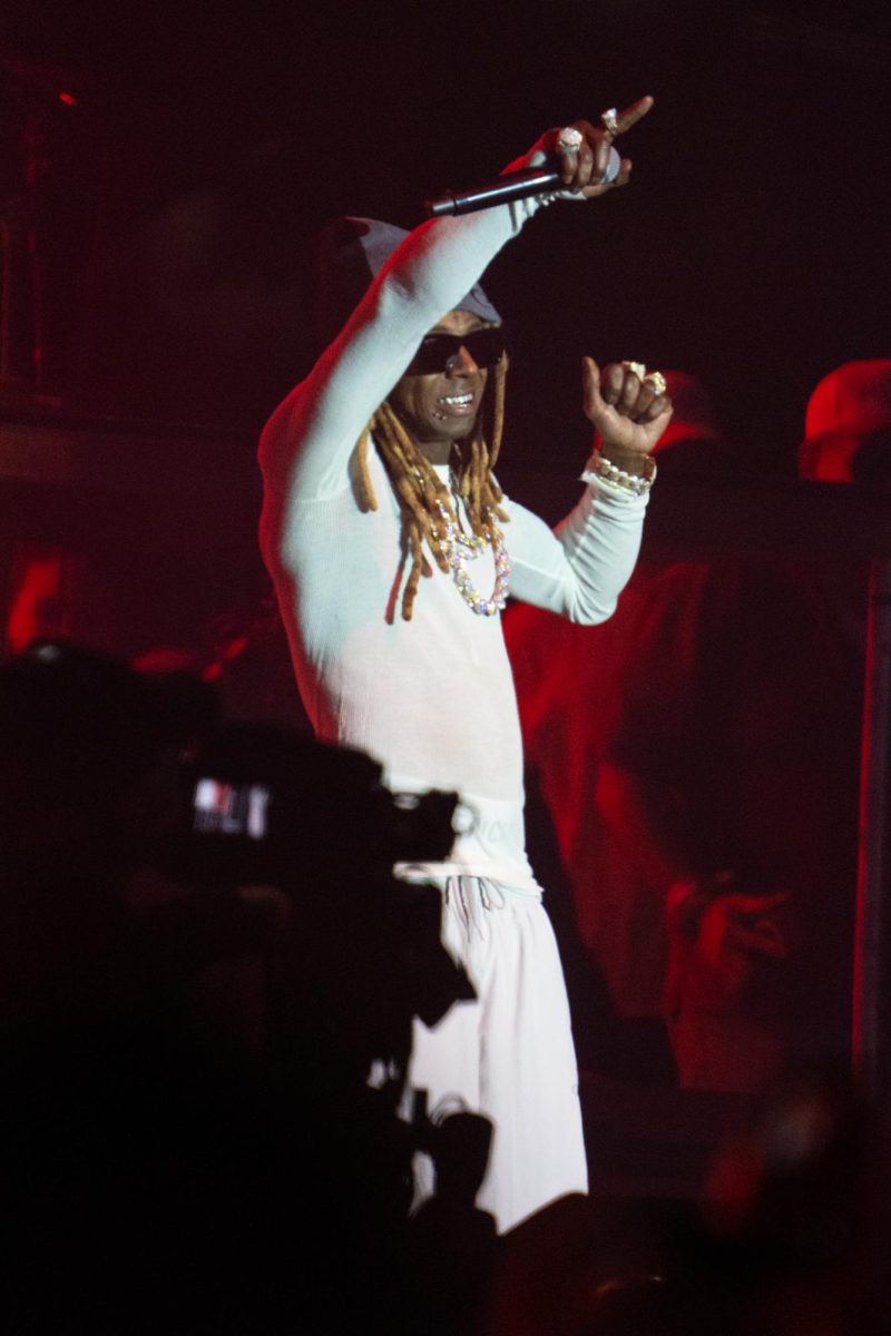 Lil Wayne lets the crowd take over at the T-Mobile stage at BottleRock May 22, 2026 in Napa, California.