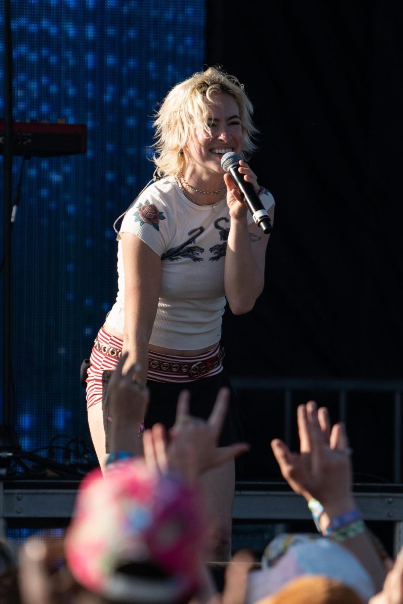 Veronica Stewart-Frommer thanks the audience for their support of her band, Melt, at the North Bay Health Stage at BottleRock May 22, 2026 in Napa, California.