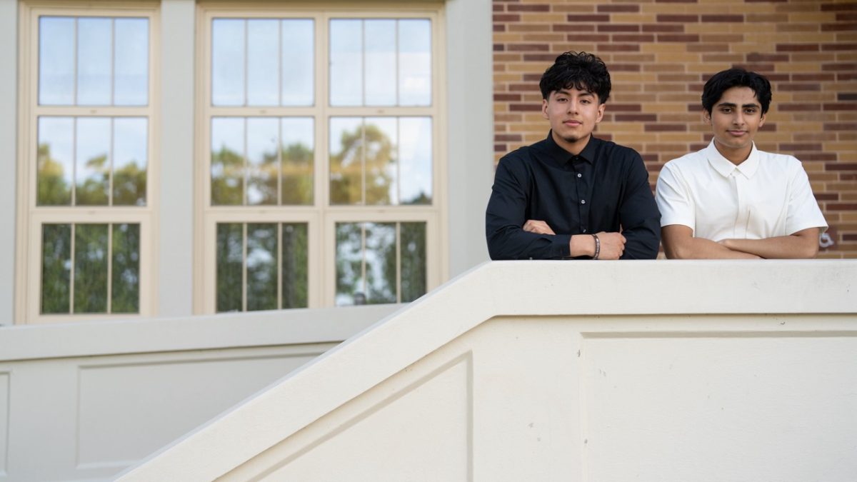 (From left) Santa Rosa High School seniors Alejandro Jarquin and Enjal Parajuli have challenged each other as academic rivals since freshman year, both dual-enrolled at Santa Rosa Junior College. 