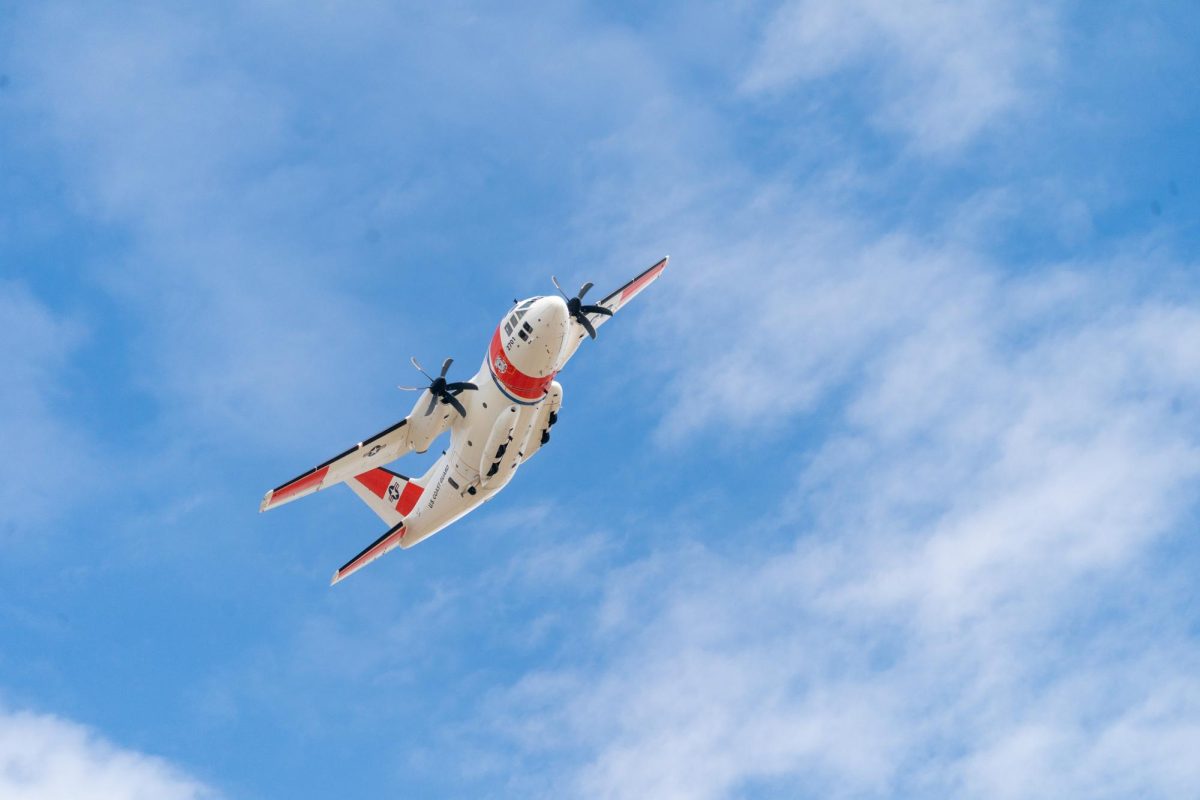 U.S. Coast Guard Alenia HC-27J Spartan performs a fly-by at the DENSO NHRA Sonoma Nationals on Sunday, July 19, 2026 in Sonoma.