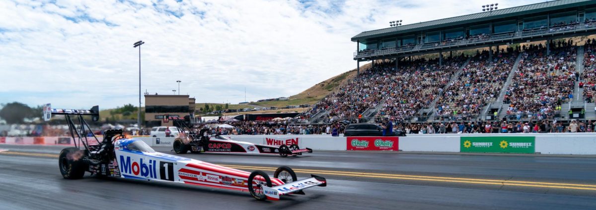 Top Fuel driver Leah Pruett knocks out Billy Torrence in the second round of eliminations at the DENSO NHRA Sonoma Nationals on Sunday, July 19, 2026 in Sonoma.