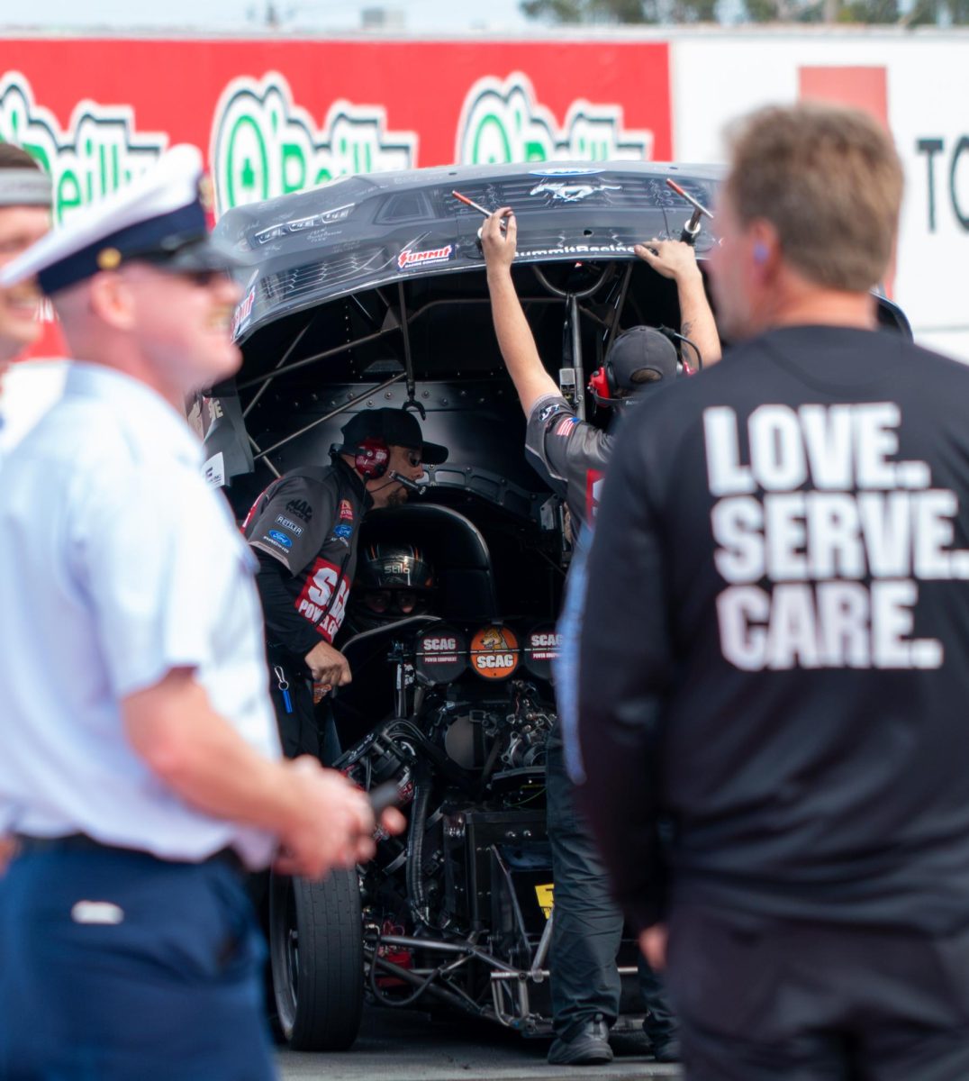 Funny Car driver Daniel Wilkerson prepares for the final round at the DENSO NHRA Sonoma Nationals on Sunday, July 19, 2026 in Sonoma.